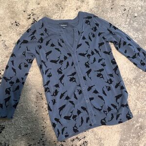 Modcloth Blue and Black shark Pattern Cardigan